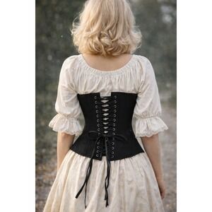 Timeless Trends Corset Black Lace Up Bustier Steampunk Gothic Waist Cincher 34 S